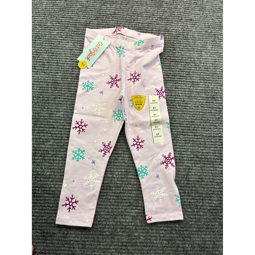 Cat & Jack Toddler Girls 2T Snowflake Leggings Purple Durable Knee Casual Play